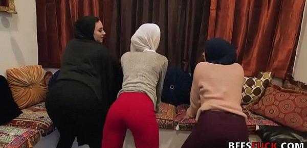  Muslim babes in HIJAB fuck a black guy